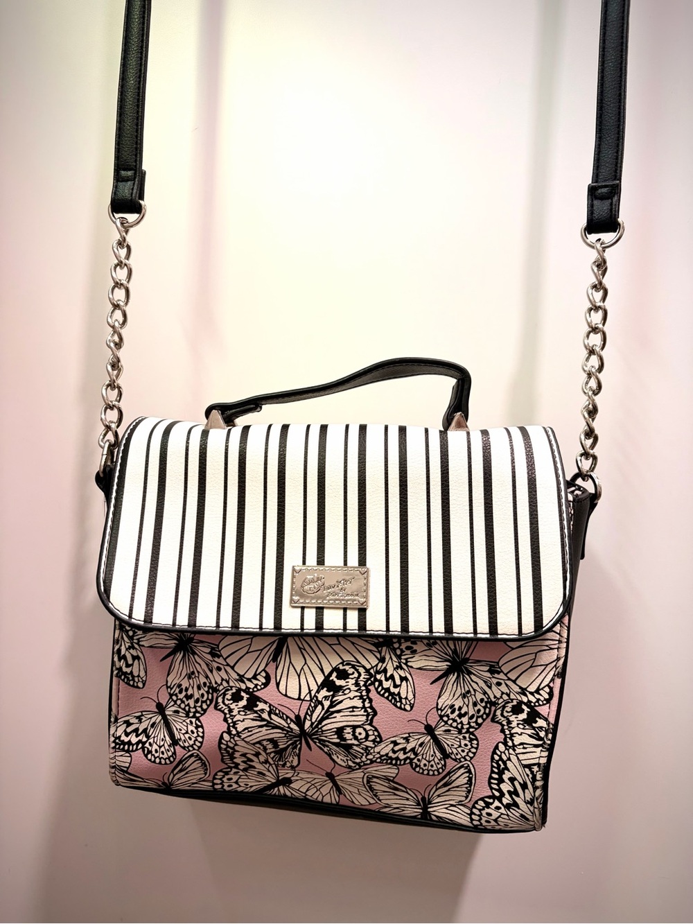 Betsey Johnson  Butterfly Print Pink Crossbody Bag